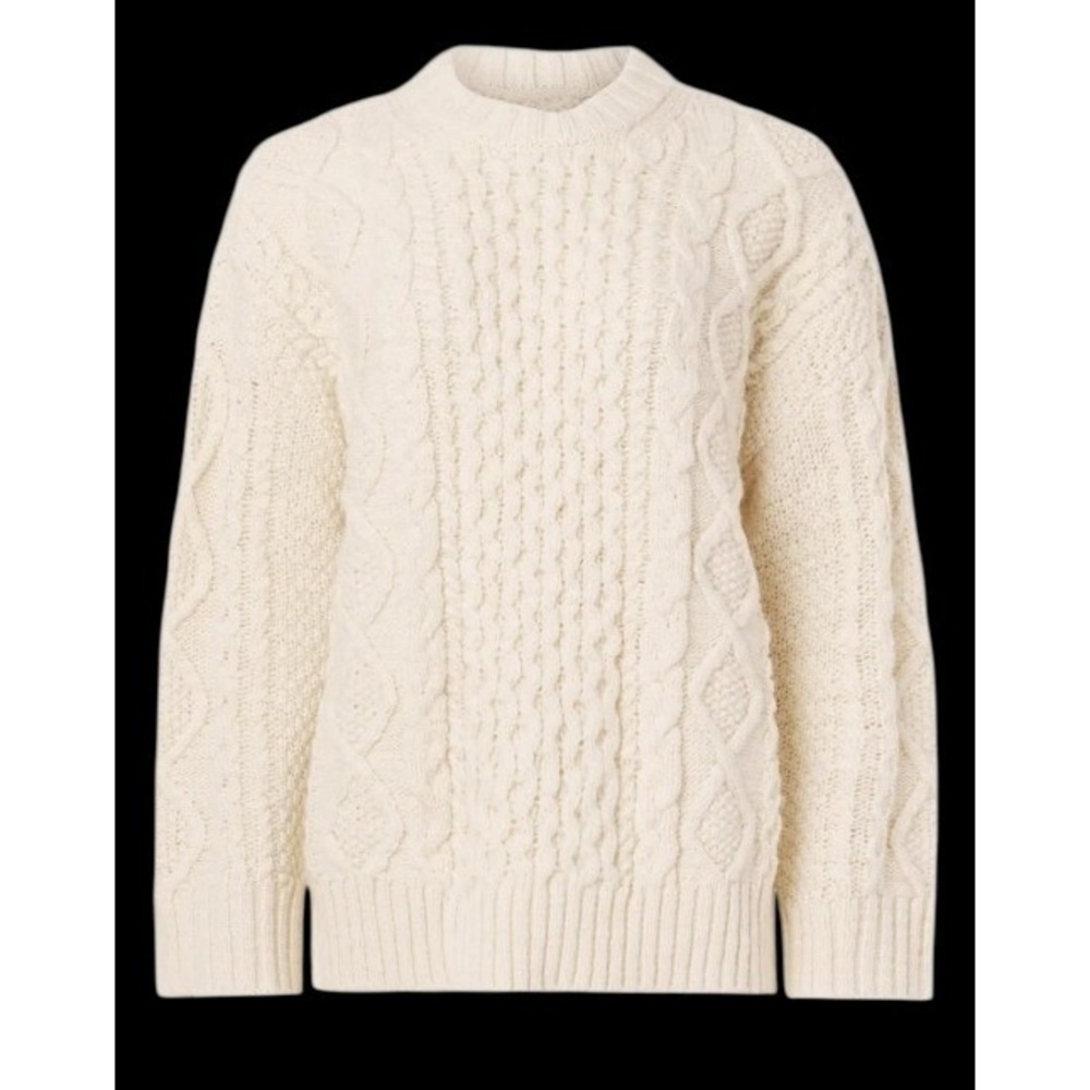 Madewell‎  Women’s Wool Blend Fisherman Sweater Cream Old Money Luxury Preppy XS